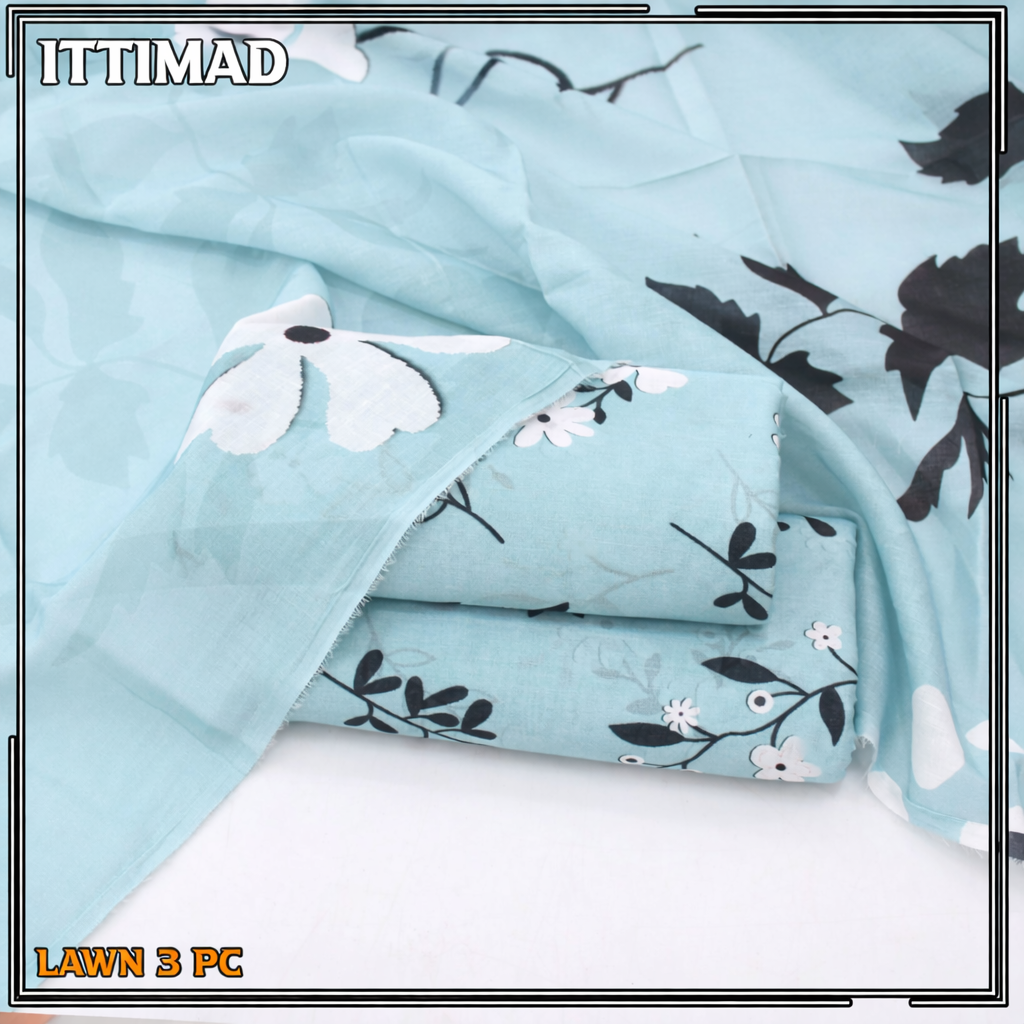Ittimad Textile Printed Lawn Vol 01 – 3-Piece Lawn Suit with Lawn Dupatta