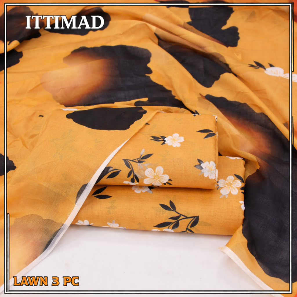 Ittimad Textile Printed Lawn Vol 01 – 3-Piece Lawn Suit with Lawn Dupatta