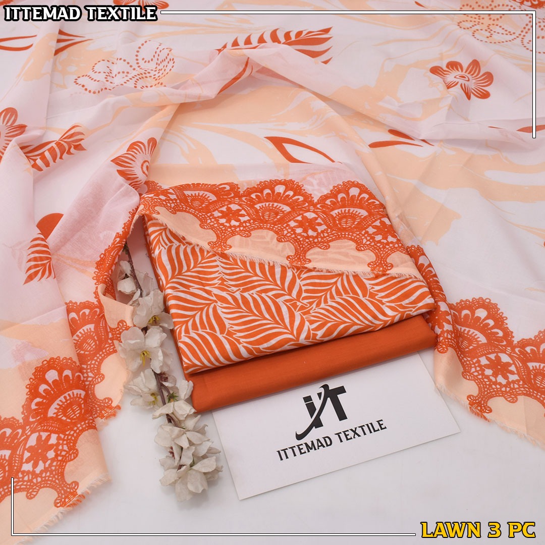 Ittimad Textile VOL-3 Printed Lawn Suit with Airjet Trouser & Lawn Dupatta