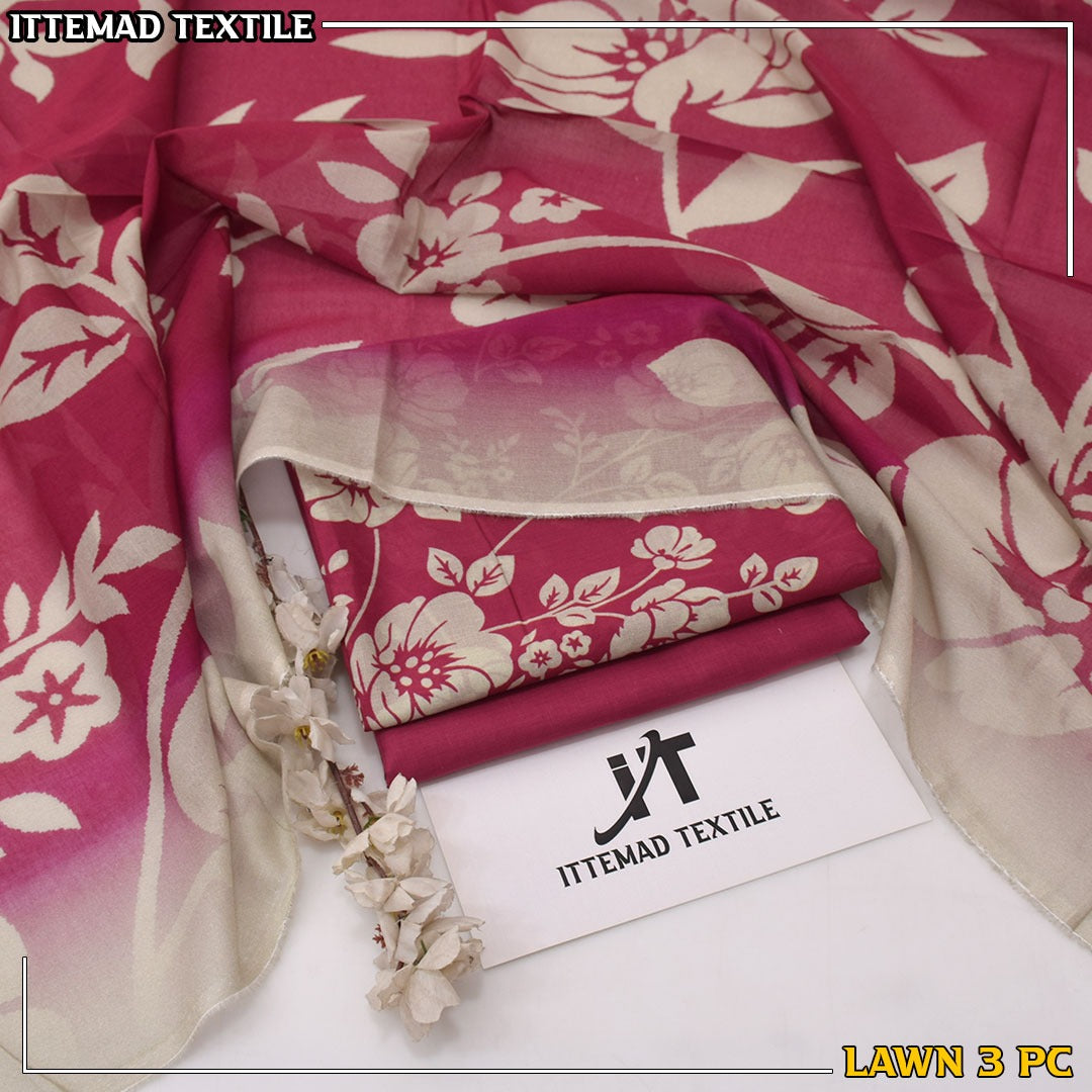 Ittimad Textile VOL-3 Printed Lawn Suit with Airjet Trouser & Lawn Dupatta