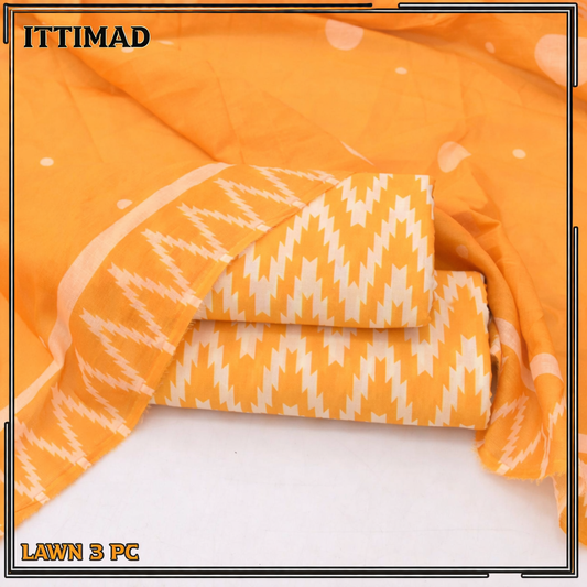 Ittimad Textile Printed Lawn Vol 01 – 3-Piece Lawn Suit with Lawn Dupatta