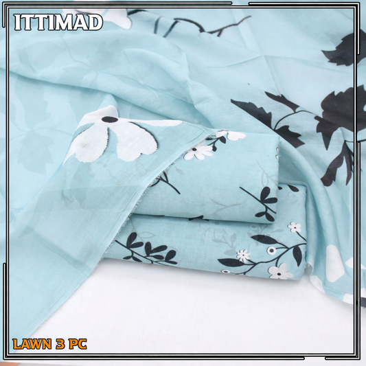 Ittimad Textile Printed Lawn Vol 01 – 3-Piece Lawn Suit with Lawn Dupatta