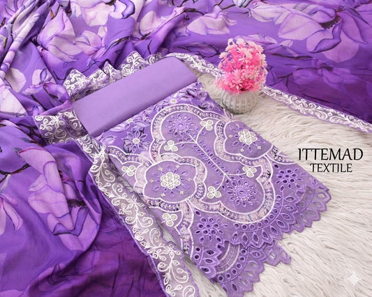 Ittemad Textile Vol 1 Embroidered Lawn 3PC Suit – Shirt, Trouser & Lawn Dupatta