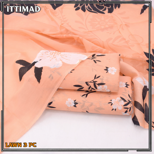 Ittimad Textile Printed Lawn Vol 01 – 3-Piece Lawn Suit with Lawn Dupatta