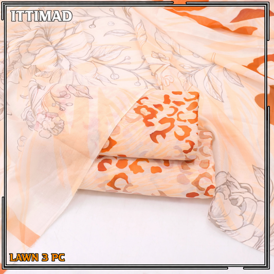 Ittimad Textile Printed Lawn Vol 01 – 3-Piece Lawn Suit with Lawn Dupatta