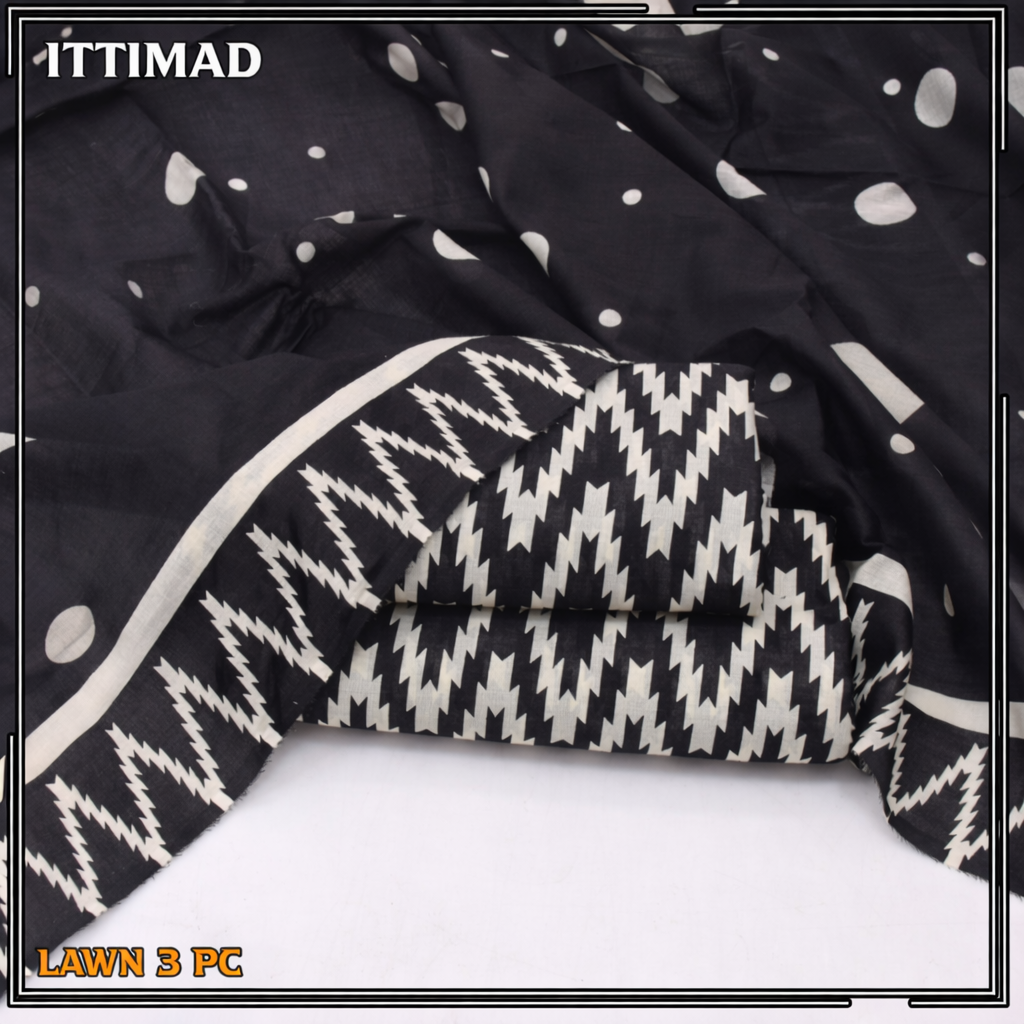 Ittimad Textile Printed Lawn Vol 01 – 3-Piece Lawn Suit with Lawn Dupatta