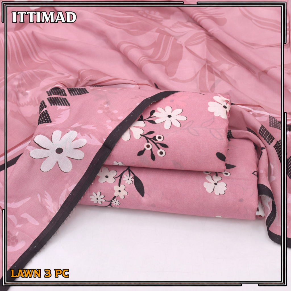Ittimad Textile Printed Lawn Vol 01 – 3-Piece Lawn Suit with Lawn Dupatta