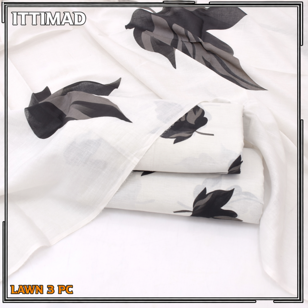 Ittimad Textile Printed Lawn Vol 01 – 3-Piece Lawn Suit with Lawn Dupatta