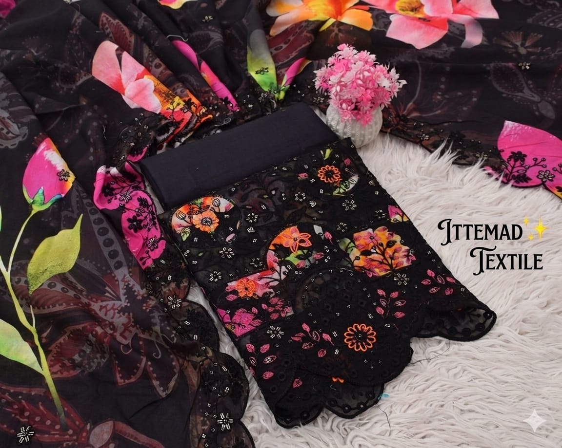 Ittemad Textile Vol 1 Embroidered Lawn 3PC Suit – Shirt, Trouser & Lawn Dupatta