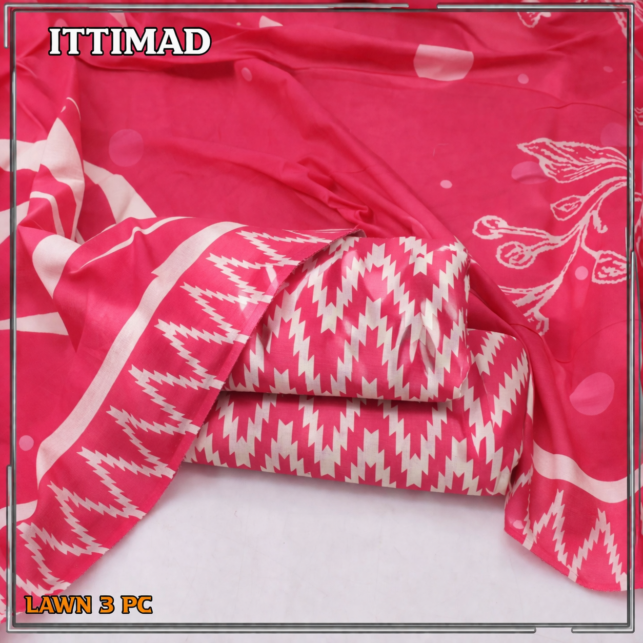 Ittimad Textile Printed Lawn Vol 01 – 3-Piece Lawn Suit with Lawn Dupatta