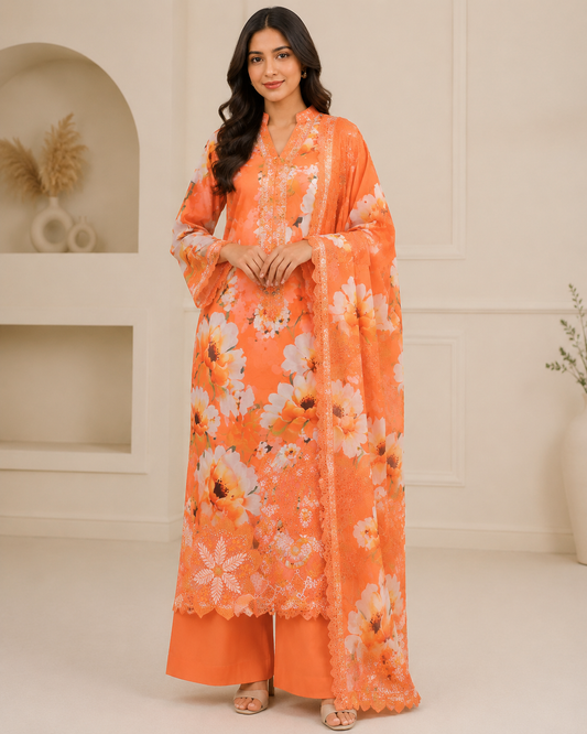 Ittemad Textile Vol 2 Embroidered Lawn 3PC Suit – Shirt, Trouser & Lawn Dupatta