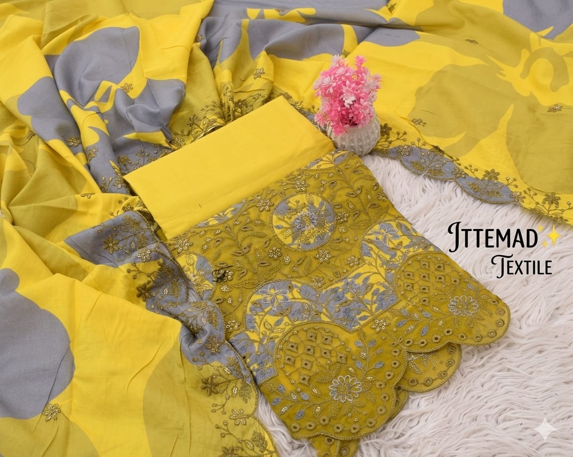Ittemad Textile Vol 1 Embroidered Lawn 3PC Suit – Shirt, Trouser & Lawn Dupatta