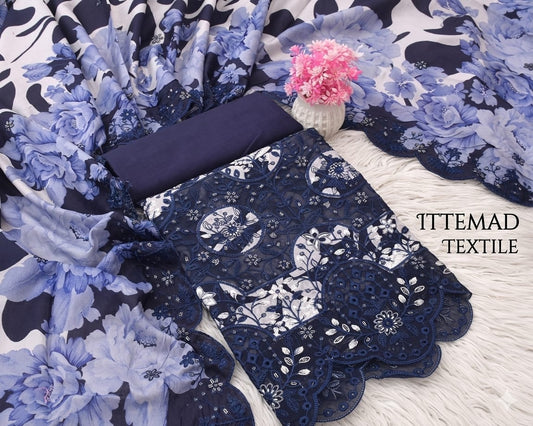 Ittemad Textile Vol 1 Embroidered Lawn 3PC Suit – Shirt, Trouser & Lawn Dupatta