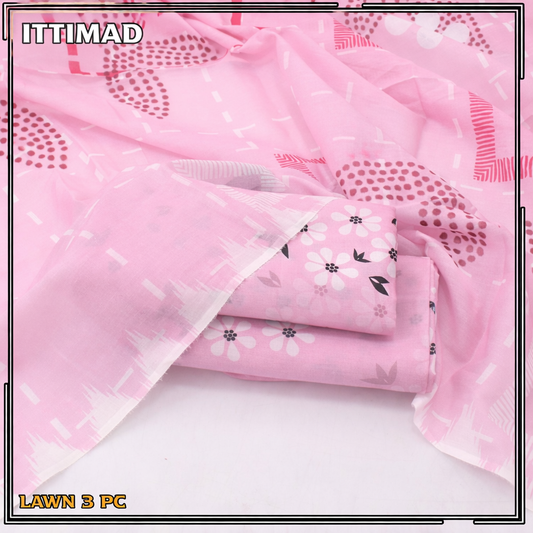 Ittimad Textile Printed Lawn Vol 01 – 3-Piece Lawn Suit with Lawn Dupatta