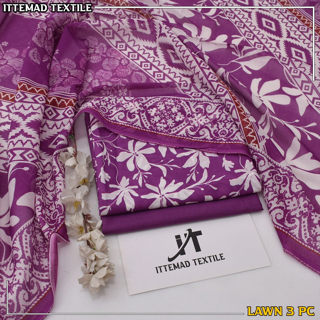 Ittimad Textile VOL-3 Printed Lawn Suit with Airjet Trouser & Lawn Dupatta