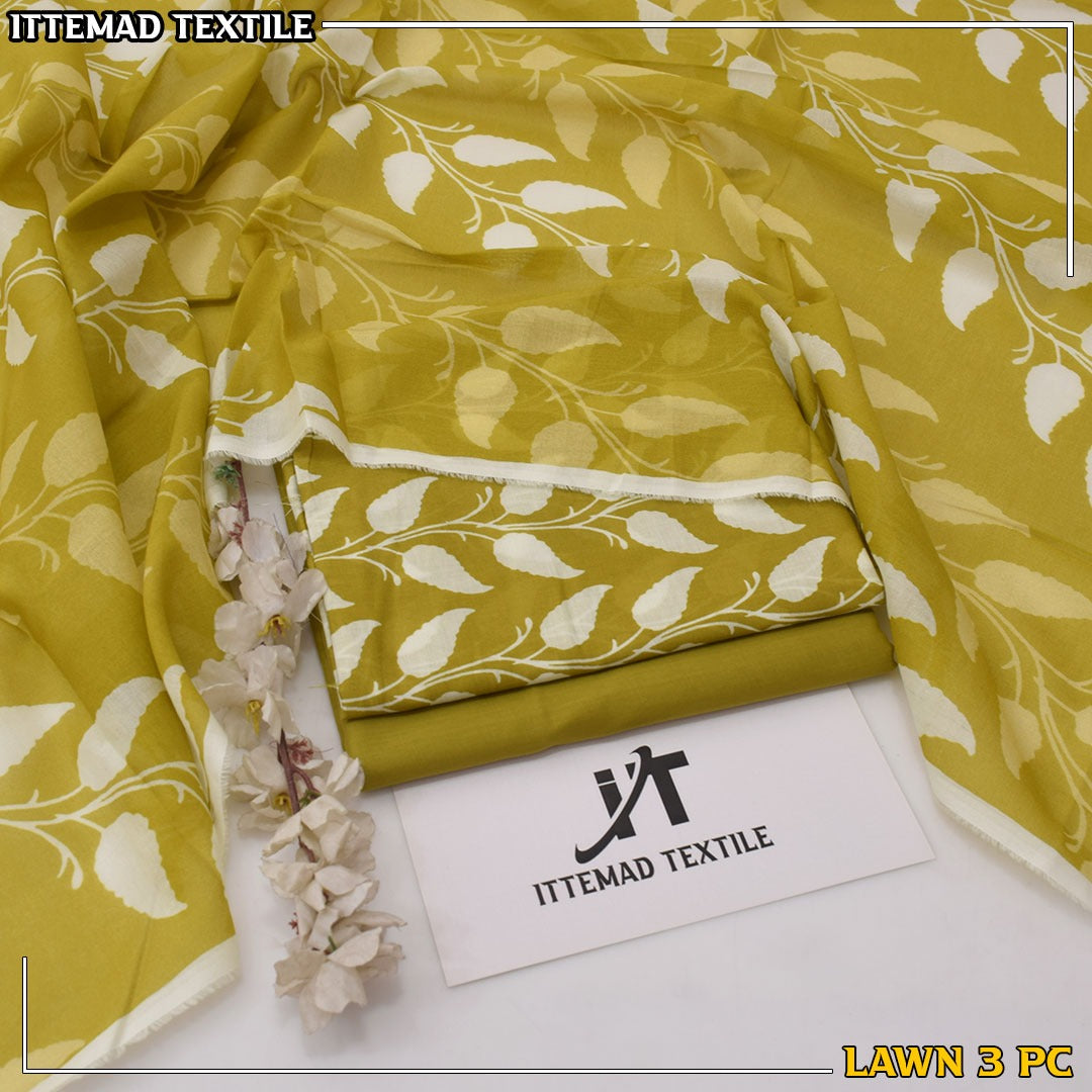 Ittimad Textile VOL-3 Printed Lawn Suit with Airjet Trouser & Lawn Dupatta