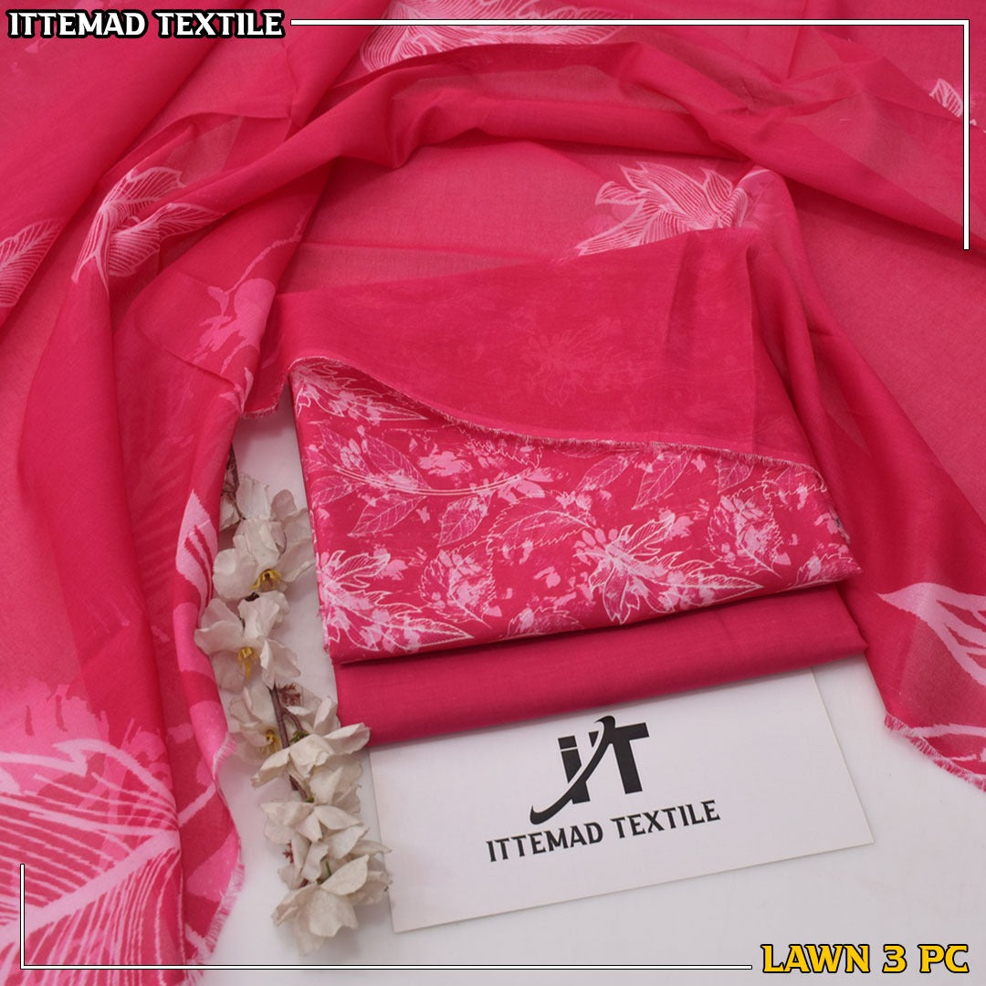Ittimad Textile VOL-3 Printed Lawn Suit with Airjet Trouser & Lawn Dupatta