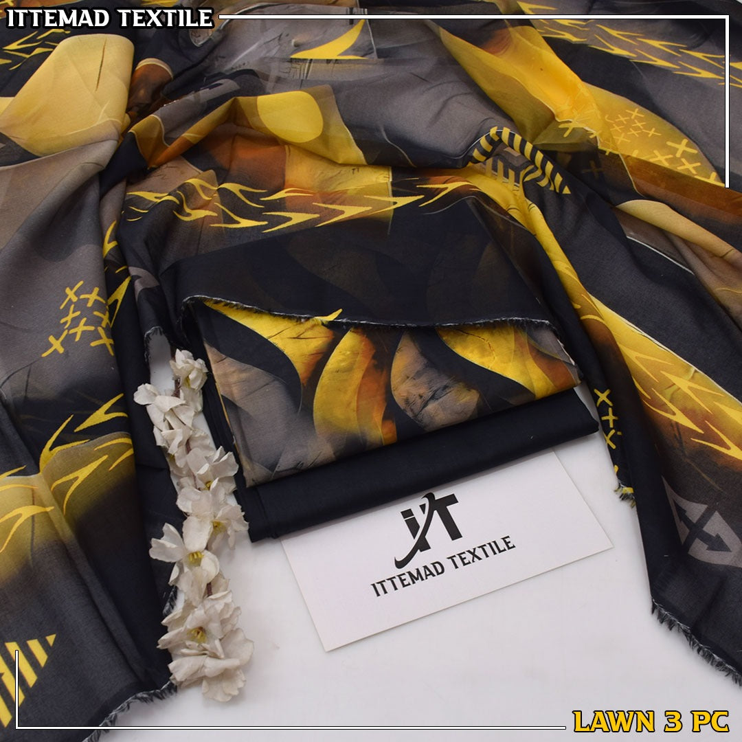 Ittimad Textile VOL-3 Printed Lawn Suit with Airjet Trouser & Lawn Dupatta