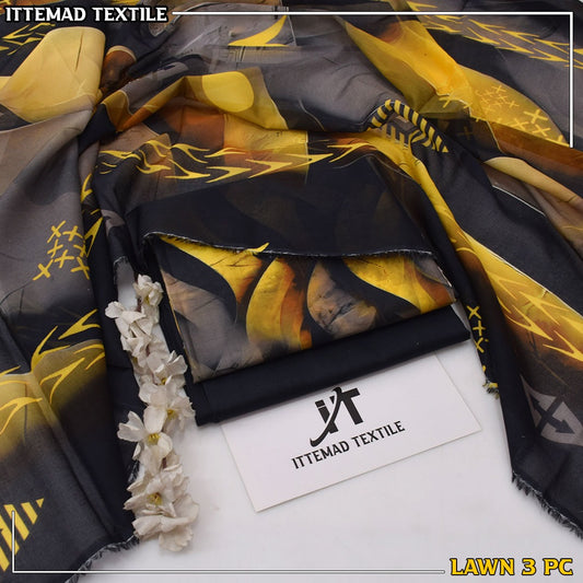Ittimad Textile VOL-3 Printed Lawn Suit with Airjet Trouser & Lawn Dupatta