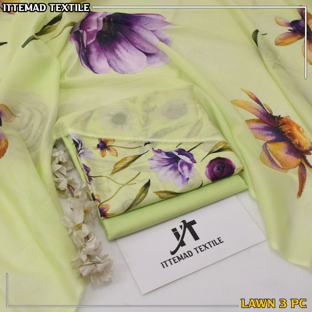 Ittimad Textile VOL-3 Printed Lawn Suit with Airjet Trouser & Lawn Dupatta