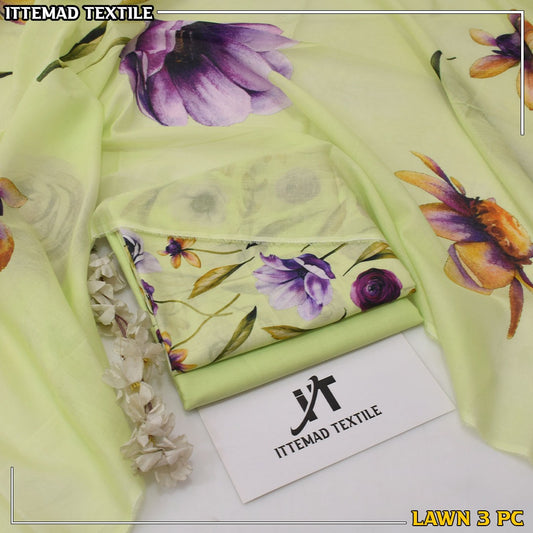 Ittimad Textile VOL-3 Printed Lawn Suit with Airjet Trouser & Lawn Dupatta